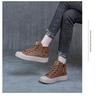 Women's High-Top Leather Retro Sneakers, Plus Velvet, Autumn 2023, Sizes 40-43.