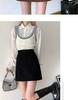 Plus Size Women's Coffee Corduroy A-line Skirt - Autumn/Winter Hip-Hugging Retro Brown Short Skirt