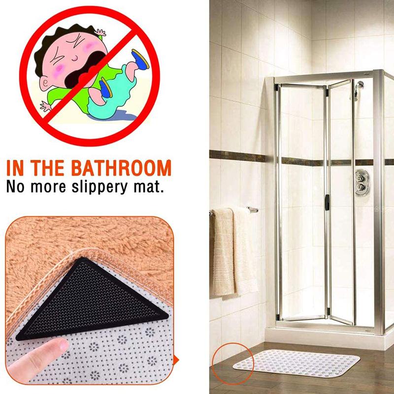 4PCS Mat Grippers Non-Slip Rubber Sticker for Tile Hardwood Floors