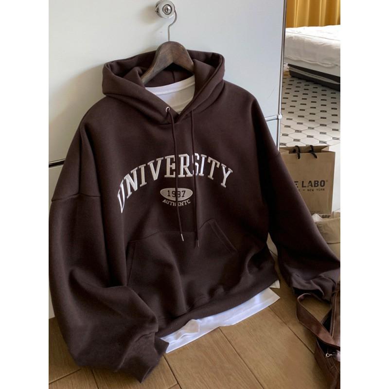 Mens Hooded Sweatshirt 2026 Loose Fit Print Casual Pullover Top