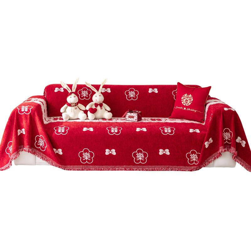 Hochzeitsfeier Roter Sofabezug Sofakissen Universal Ganzjahreszeit Vollbezug Hochzeitszimmer Dekoration Bezug Decke Hochzeit