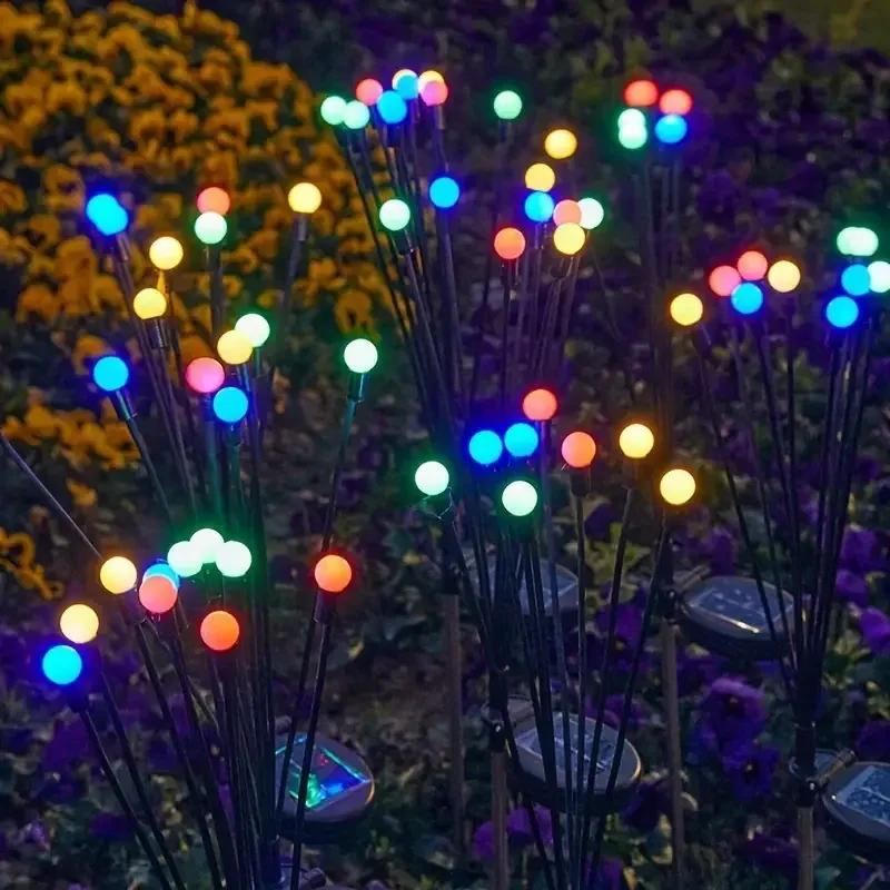 2/4pcs 10LEDs Solar Garden Lights Firefly Floor Lights Outdoor LED Lights Garden Decorative Ball Lights For Garden Outdoor Decor