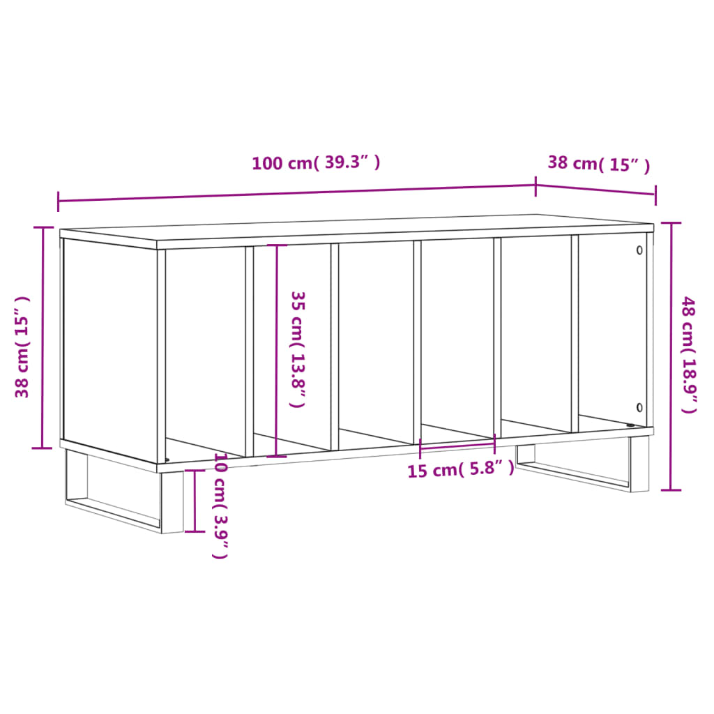 Record Cabinet Gray Sonoma 100 x 38 x 48 cm Engineered Wood