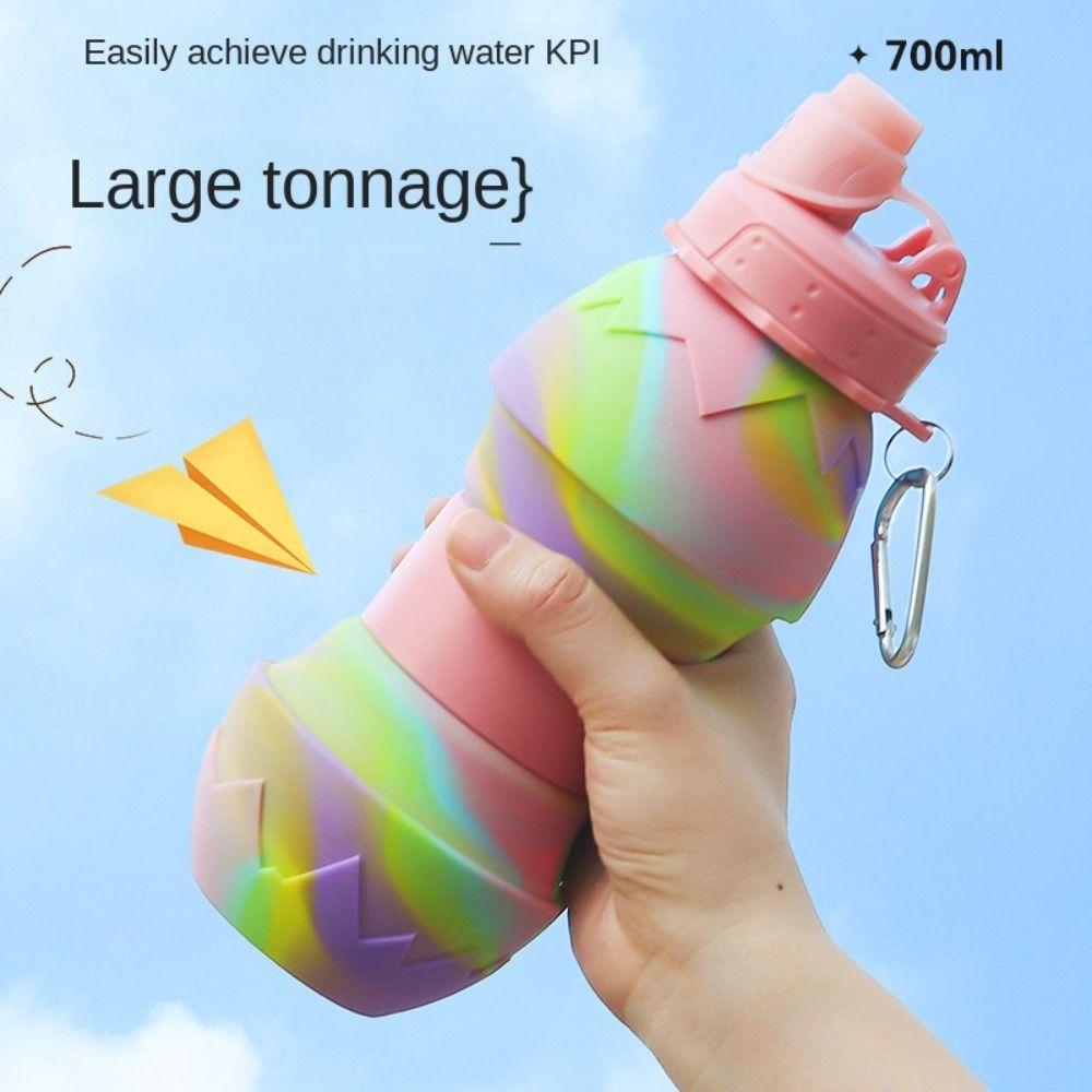 Silicone Silicone Folding Cups With Carabiner Portable Water Bottle Sport Water Bottle  Children