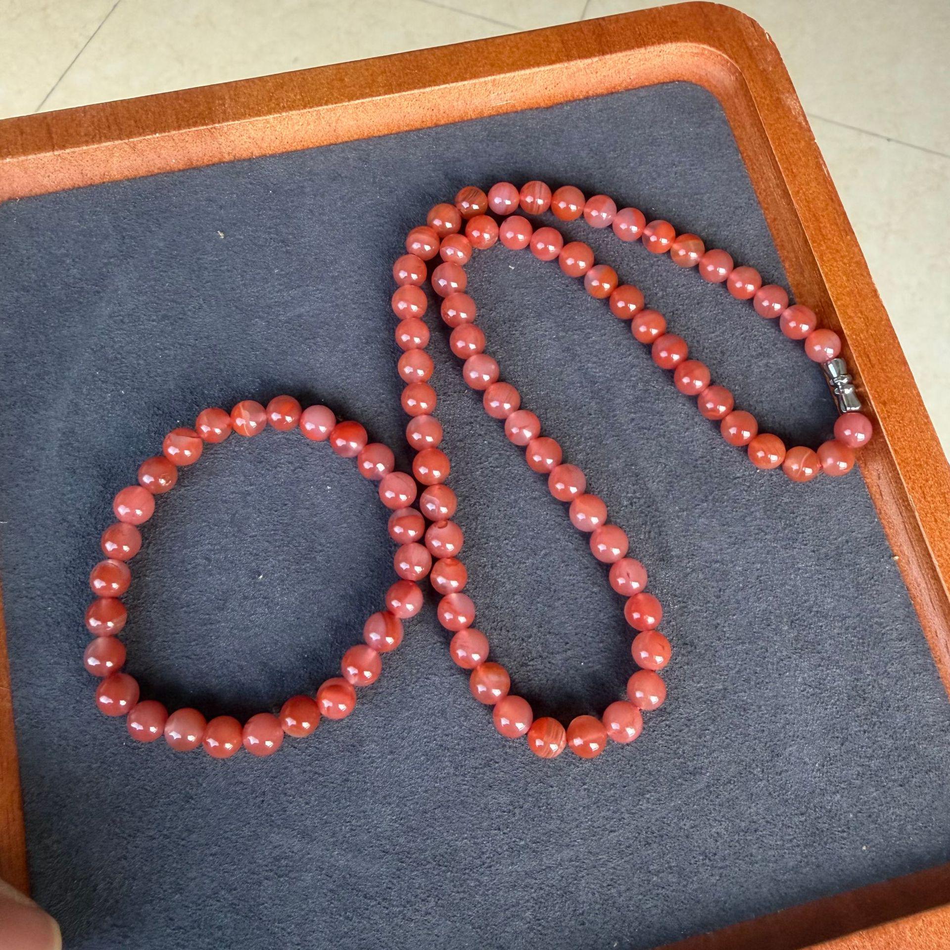 Radiant South Red Cherry Necklace & Bracelet Set - 7mm Matching