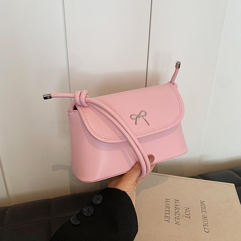 Niche Design Retro Shoulder Bag New Summer Casual Trendy Bow Beautiful Underarm Small Square Bag