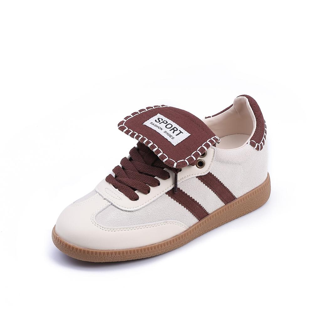 Dad Shoes Women's Front Lace-up Thick-soled Heightening Sports Shoes Women's Casual Style Versatile German Training Shoes Flat-soled Retro Forrest Gu