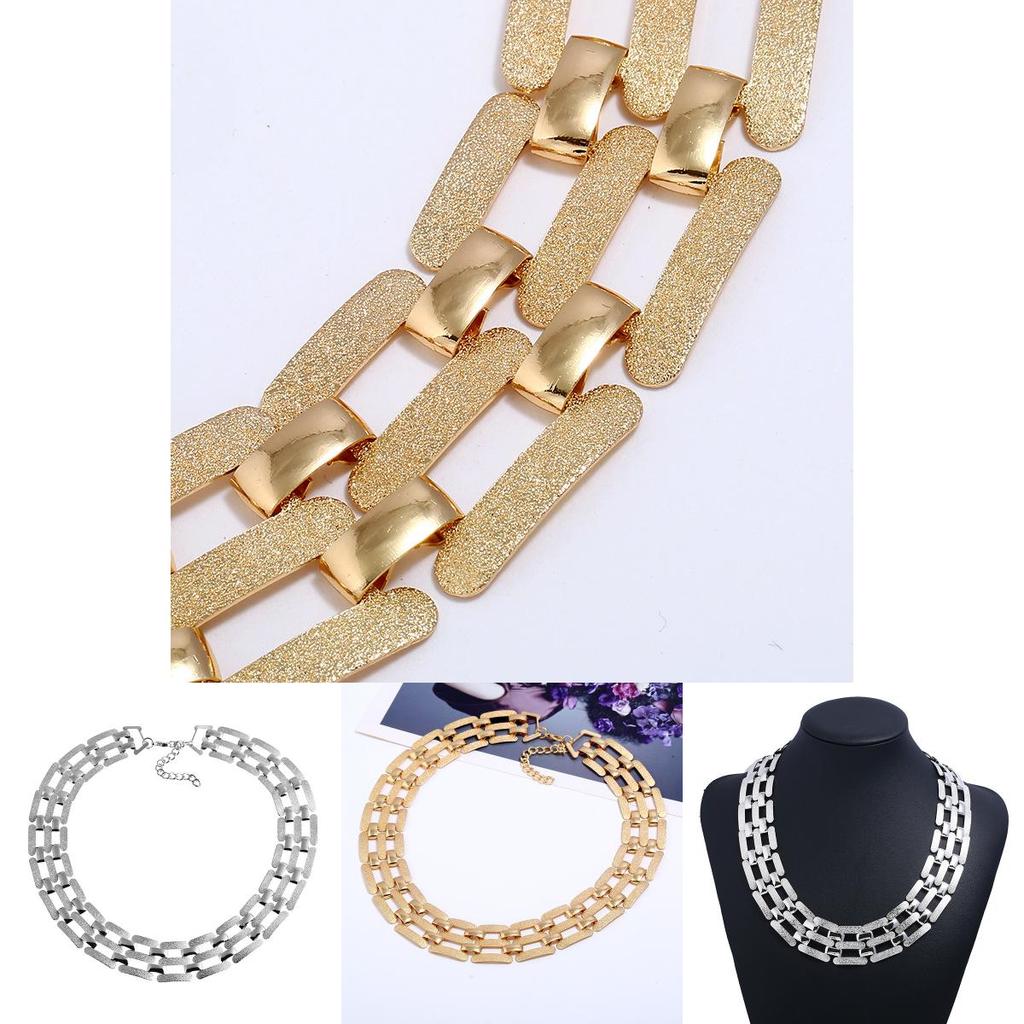 Fashion Metal Geometric Choker Necklace With Matte Finish For Daily Fashion