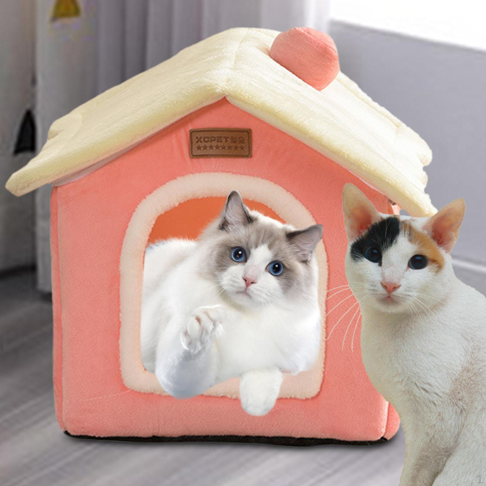 Cat Bed Nest Removable Pet Semi Enclosed for Dog Puppy Cats Kitten Pink
