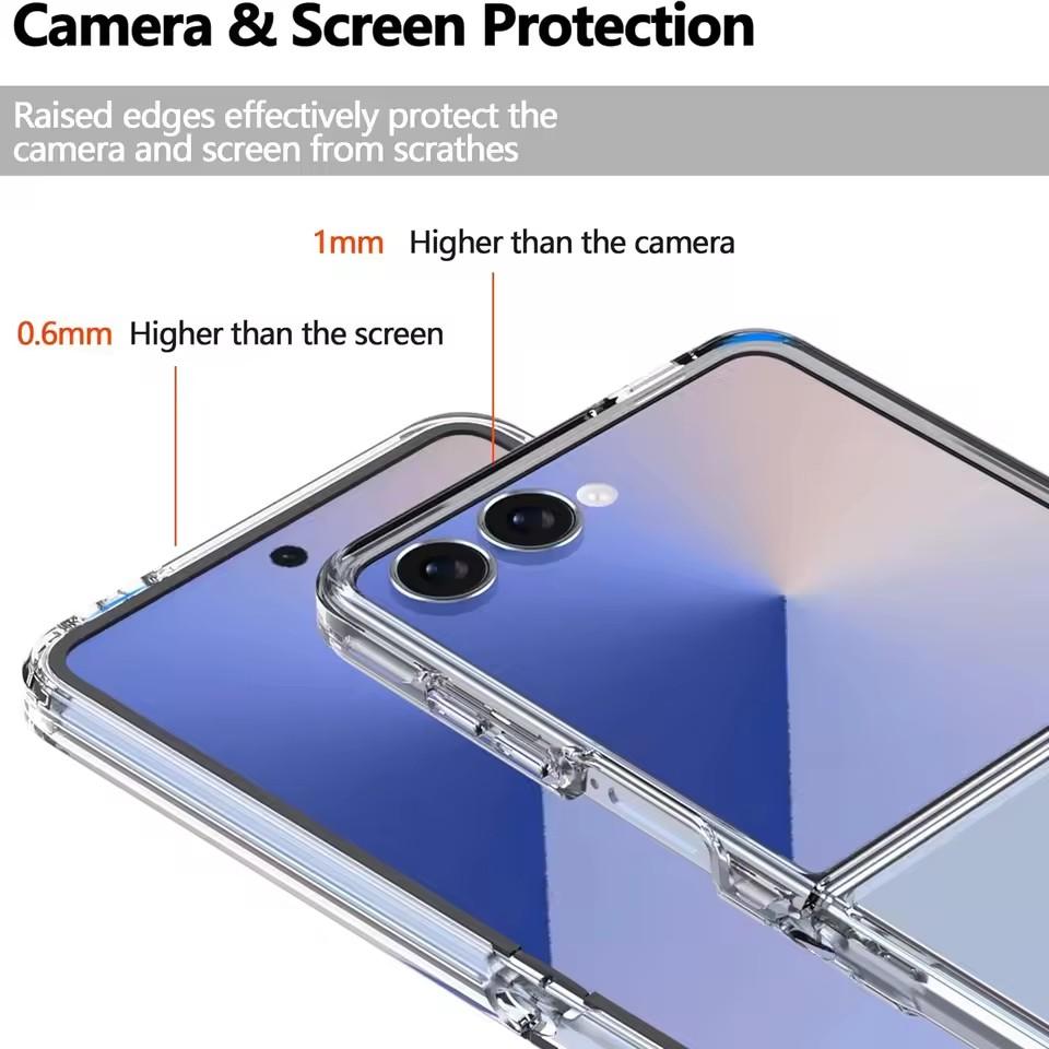 For Z Flip7 Case with Tempered Glass Screen Protectors Ultra-Thin Transparent Hard PC Phone Cover for Samsung Galaxy Z Flip 7