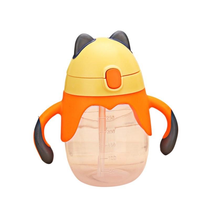 Cute Baby Cup Kids Children Learn Feeding Drinking Water Straw Handle Bottle Training Cup Baby
