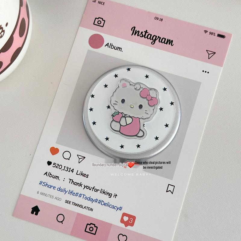 Cartoon KT Retractable Magnetic Phone Holder Stand - Cute, Strong Adsorption, Foldable, Rotatable Support.