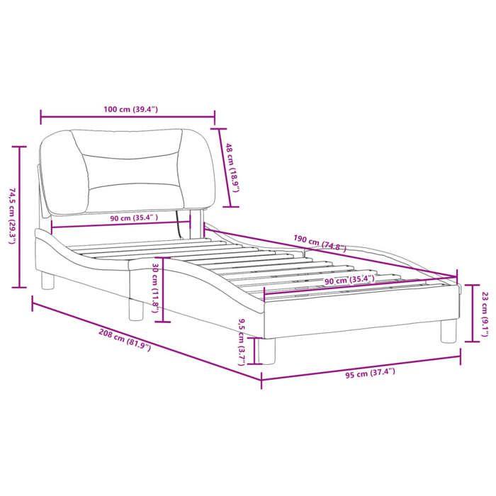 VidaXL Bed Frames with LED Lights, Single Bed with Headboard Cushion, Adult Bed, Bedroom Furniture, Modern, Grey 3213669