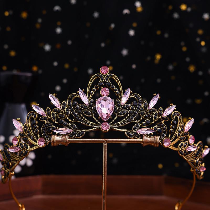 1pc Bridal Crown Tiara Alloy Black Vintage Baroque Rhinestone Crystal Wedding Dress Accessories Performance Hair Accessories