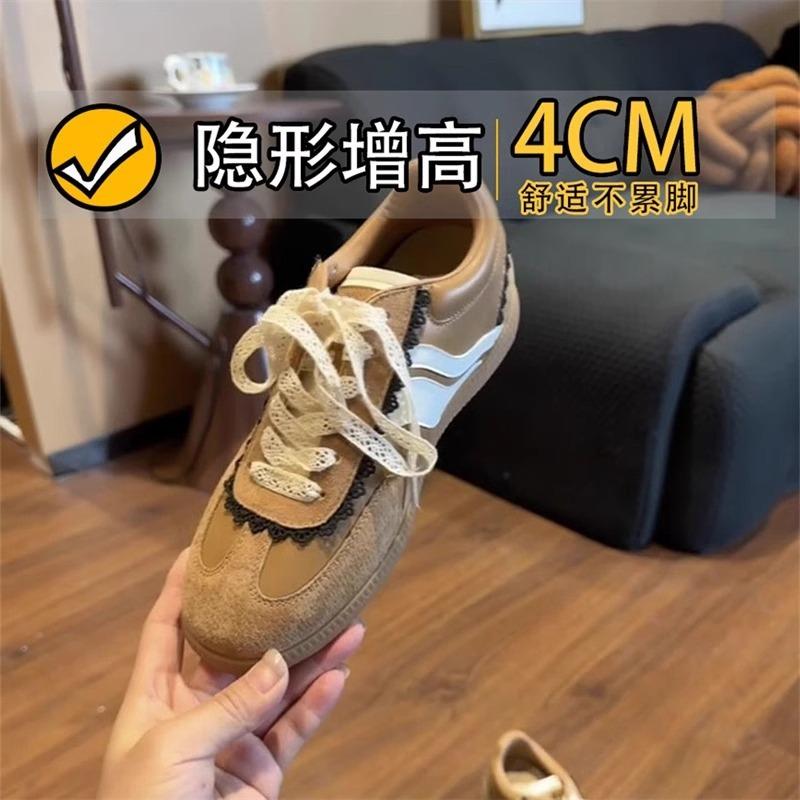 Cowhide version~ thick-soled niche lace design sense women's spring and summer new versatile casual sports shoes