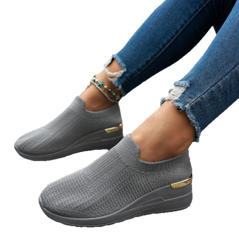 Women’s Knit Mesh Slip-On Sneakers Platform Wedge Casual Shoes