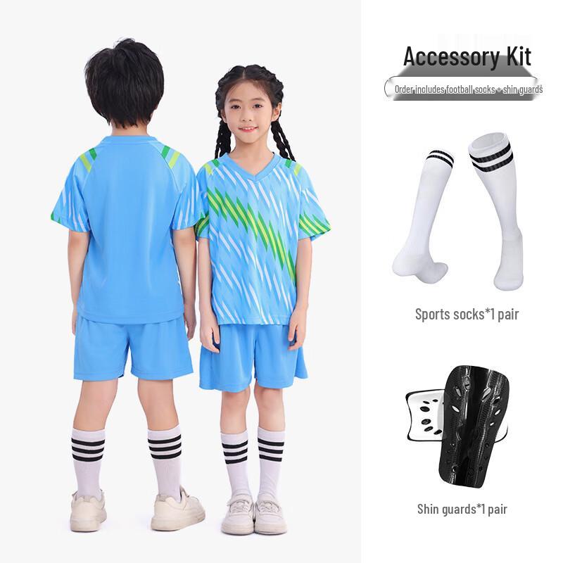 Kids' Short Sleeve Soccer Jersey Set with Socks & Shin Guards