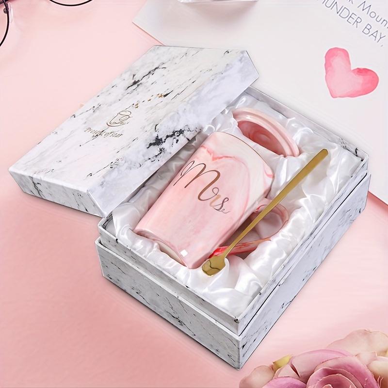 1pc, Simple Nordic Style Ceramic Marble Cup, Good-looking Couple's Cup Set (cup Lid and Spoon) - Very Suitable for Afternoon Tea