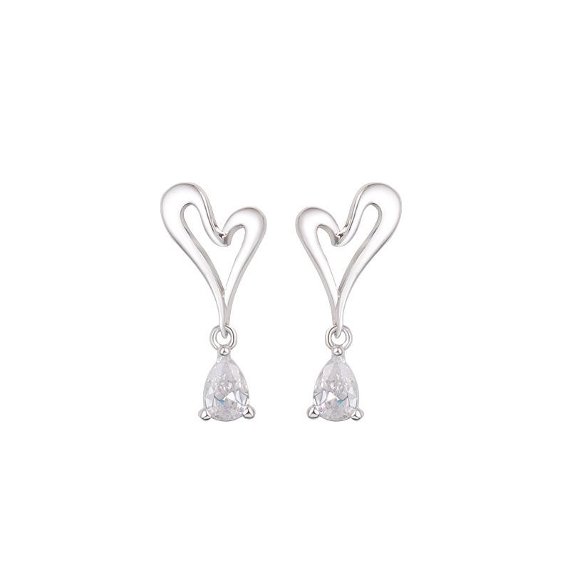 S925 Sterling Silver Heart & Water Drop Earrings for Women – 2026 New Luxury Design, Hot-Selling Dangle Style.