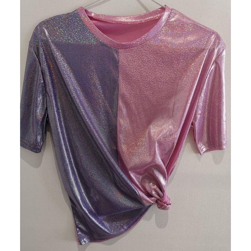 Loose Shirt Women's Sparkle Reflective Short Sleeves