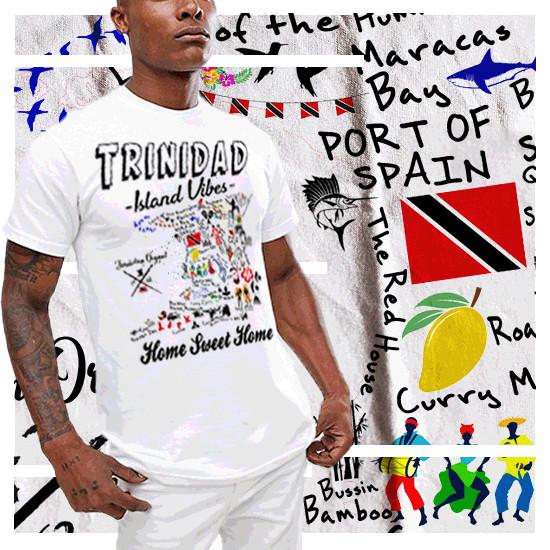 

Trinidad t-shirt Trinidad and Tobago flag TNT Map Trini Island Carnival Soca tee 4XL
