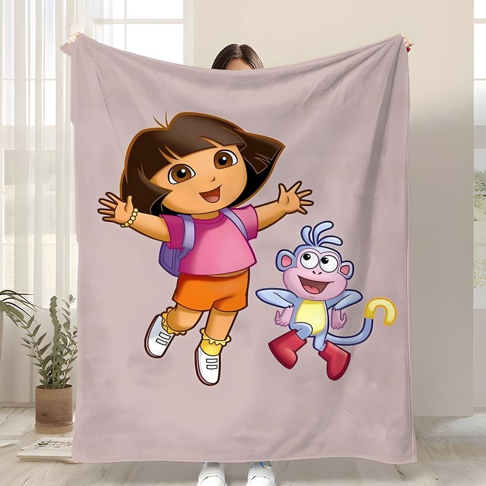 

CARTOON D-Dora the ExplorerS Throw Soft Coral Fleece Blanket 310gsm Fluffy Warm Throw for Sofa Bed Couch Bedroom Decor 75cmx90cm
