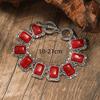 Retro Bohemian Ethnic Style Turquoise Personalized Geometric Carving Antique Silver Bracelet/Bangle For Women