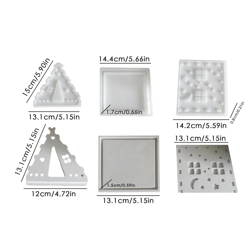 

Силиконовая форма для дома, полые звезды и луна, декоративная форма для подсвечника, форма для кемпинговой палатки, форма для украшений из смолы белый