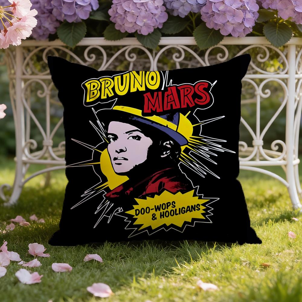 B-Bruno M-mars Singer Cushion Cover Home & Car Dual-Scene Pillow Cover: Reversible for Premium Comfort