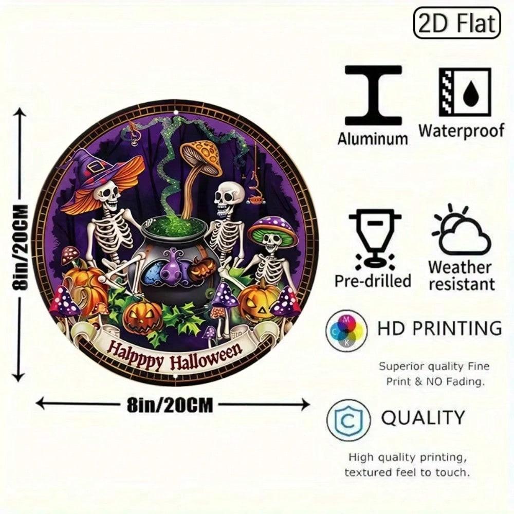 Halloween Metal Wall Art Witch Potion Sign Magical Decor Aluminum Round 2D TYA13995-20X20CM