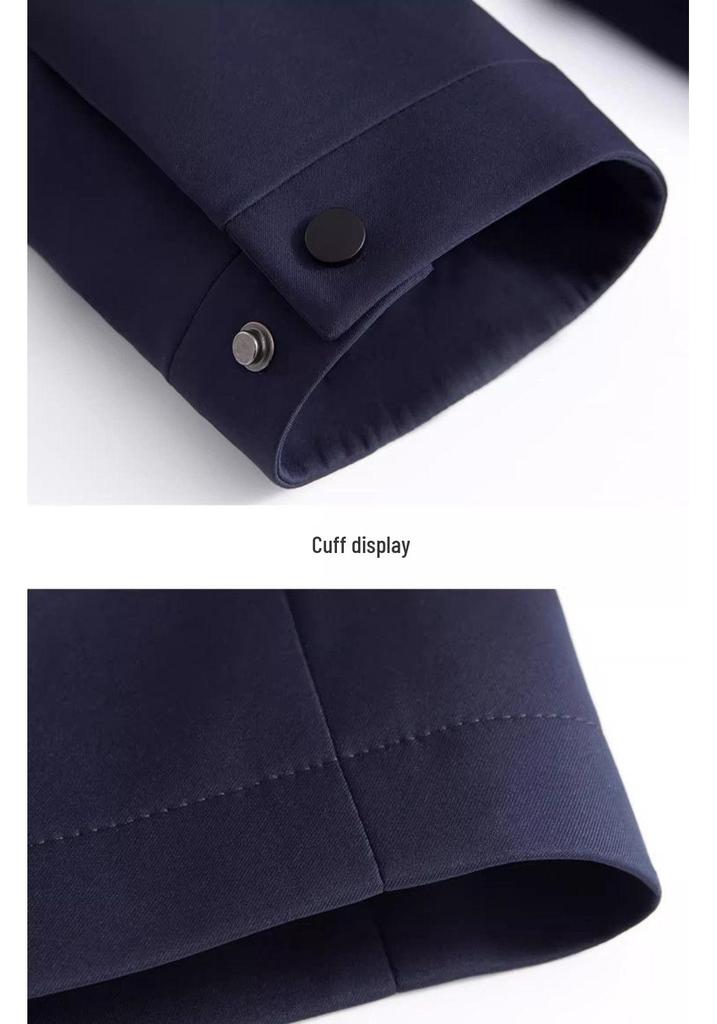 Men's Business Casual Stand Collar Windproof Jacket - Non-Iron, Wrinkle-Resistant Autumn Outerwear with Zipper