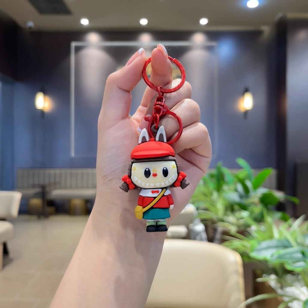 Christmas Key Pendant PVC Cute Three-dimensional Doll Rab Lamb Keychain