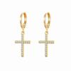 Rhinestone Zircon Peach Heart Cross Dangle Earrings In Ins Style
