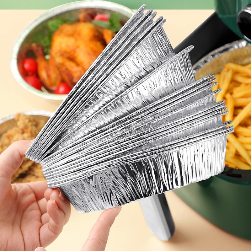 50PCS tavă folie de aluminiu multifuncțională rezistență la temperatură non-lipicioasă friteuză cu aer vase de copt instrument practic de bucătărie de copt