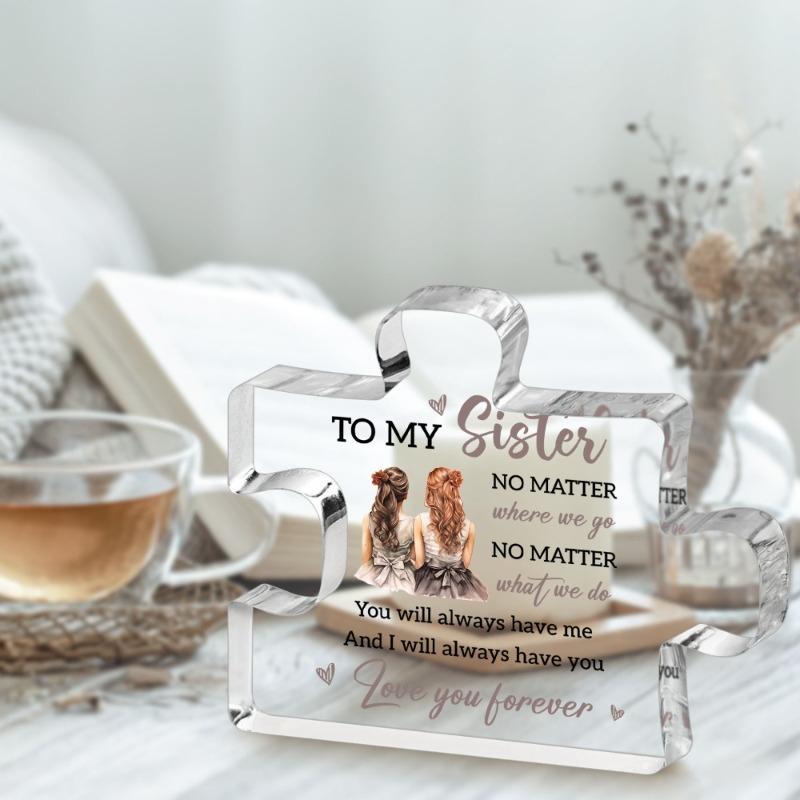 2D Flat Keepsake Acrylic Decorative Plaque and Ornament: Sister'S Gift - Inspirational Birthday Surprise From Loving Sister,Classic Style Home Decor