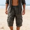 Pantaloncini Cargo da Uomo a Vestibilità Larga con Stampa Mimetica, Vita Elastica e Tasche Multiple, Stile Casual da Esterno
