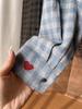Big Brand Plaid Flannel Shirt with Heart Embroidery & Contrasting Buttons