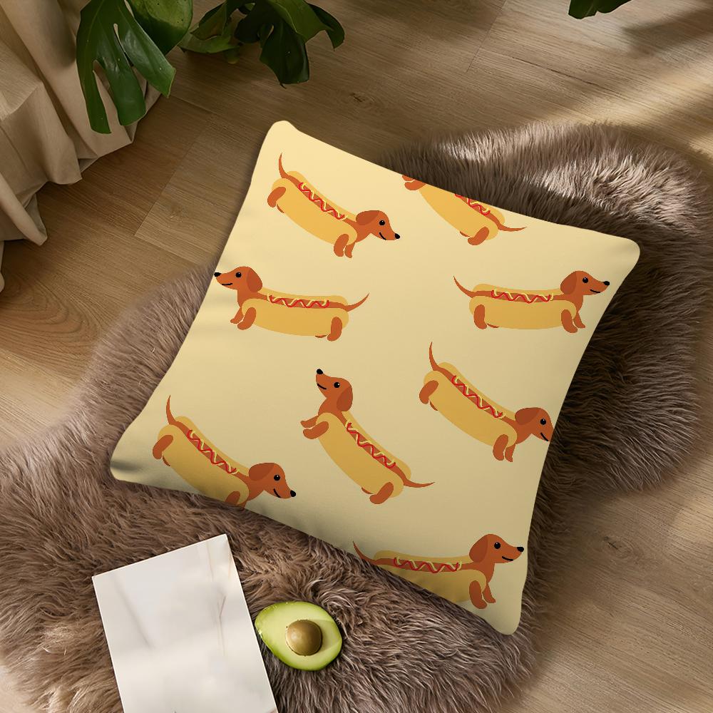 Sausage Dog Dachshund cute cushion cover Pillowcase DoubleSided Printing Sofa Cushion Bedroom Bedside PillowCover 30x30cm