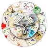 50 Chinese Style Round & Folding Fan Stickers: Creative DIY Graffiti Journal and Guka Milk Tea Cup Decor