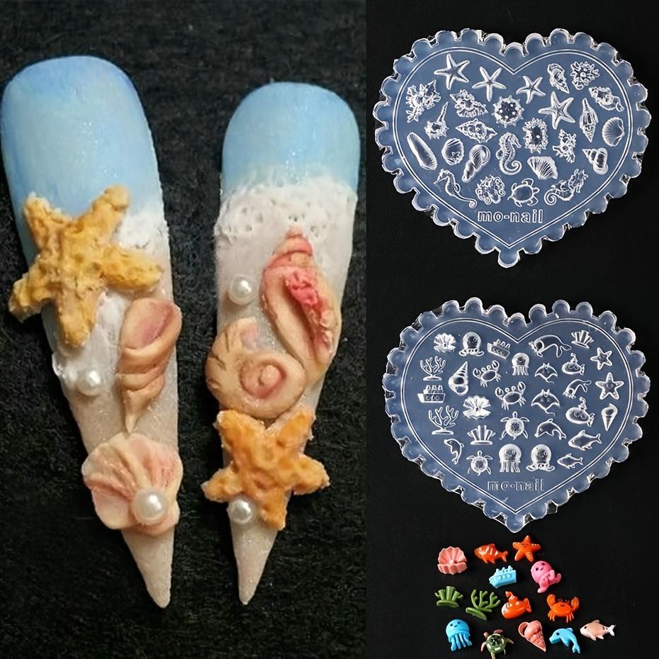 3pcs Dreamy Unique Ocean Mold – Silicone Nail Art Molds with Jellyfish,Starfish,Shells, Suitable for DIY Nail Art,Phone Case Decoration & Resin Liquid