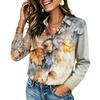 Women's Long Sleeve Button Down Shirt with Pocket, Color Casual Top for Everyday Wear