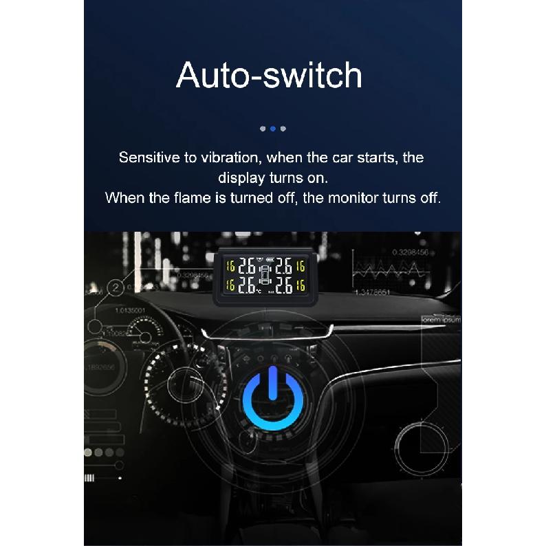 Solar Wireless Tire Pressure Monitoring System TPMS Auto Security Alarm Device Digital Colorful Display With 4 sensors