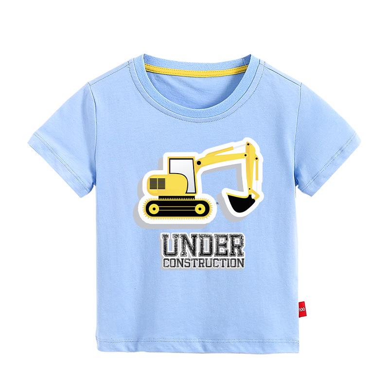 New Boys' Pure Cotton Short-Sleeve Printed T-Shirt - Round Neck Summer Top