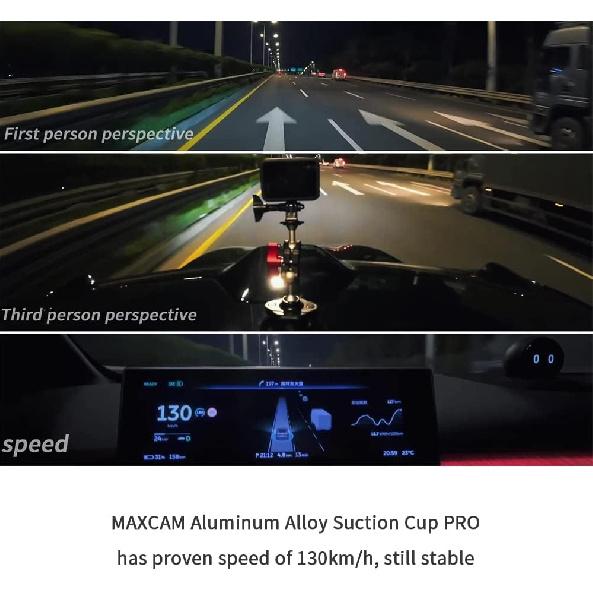 MAXCAM Aluminum Alloy Suction Cup PRO Compatible for GoPro HERO13/HERO12/HERO11/HERO10/HERO9/HERO8 Black