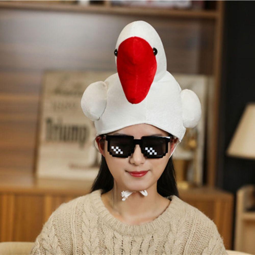 Plush Big Goose Headgear White/Pink Cartoon Goose Hat Festival Halloween Party Hat Cosplay Costume