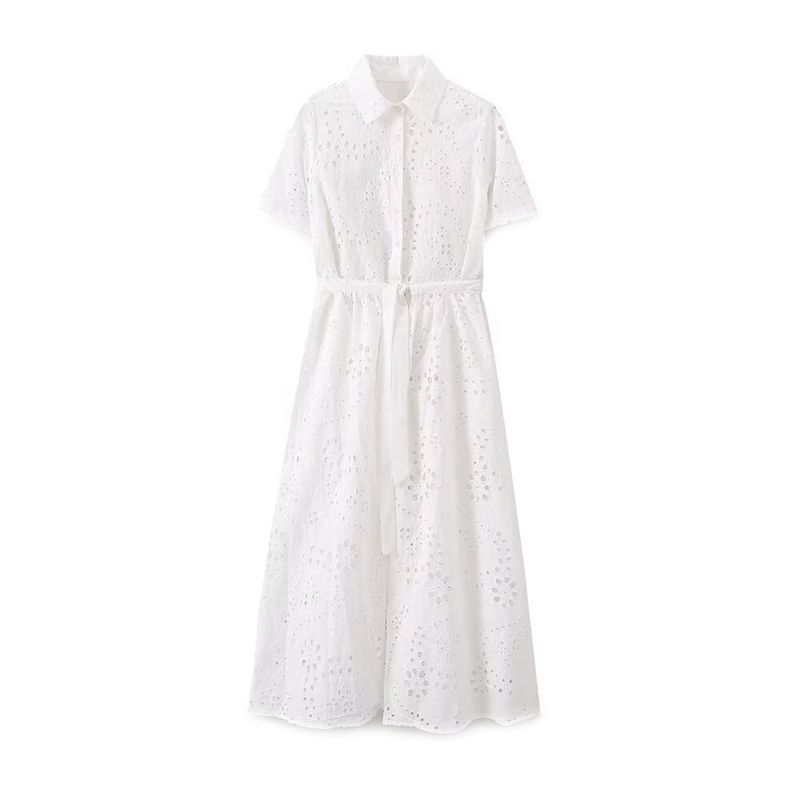 

Kaslead New Arrival Women s Clothing Fashion Style Fashion Embroidered Shirt Style Dress 2614271 White L