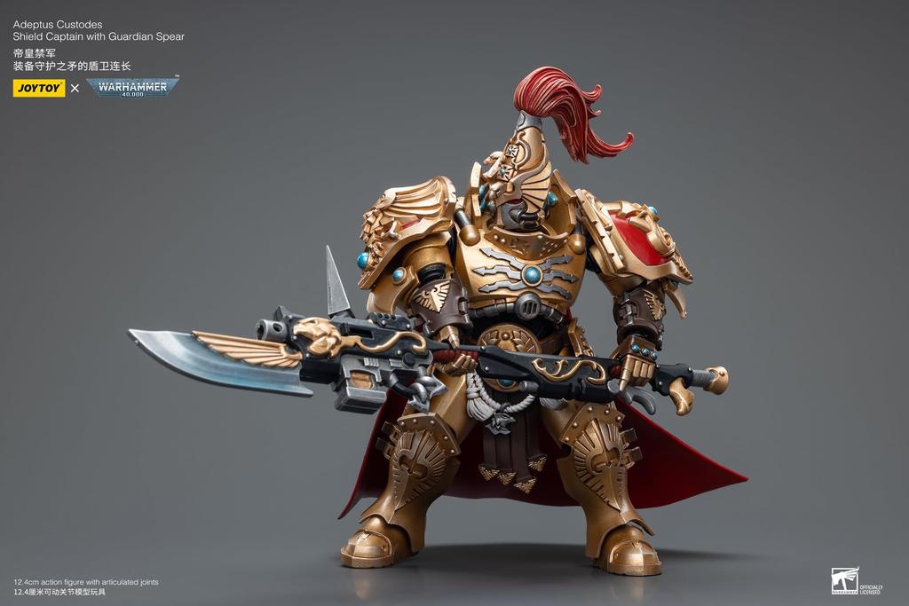 JOYTOY Warhammer Adeptus Custodes Kapitán štítu Gardový měřítko Akční figurka 40 000 (s Kopím) 1/18 (Sestaven)