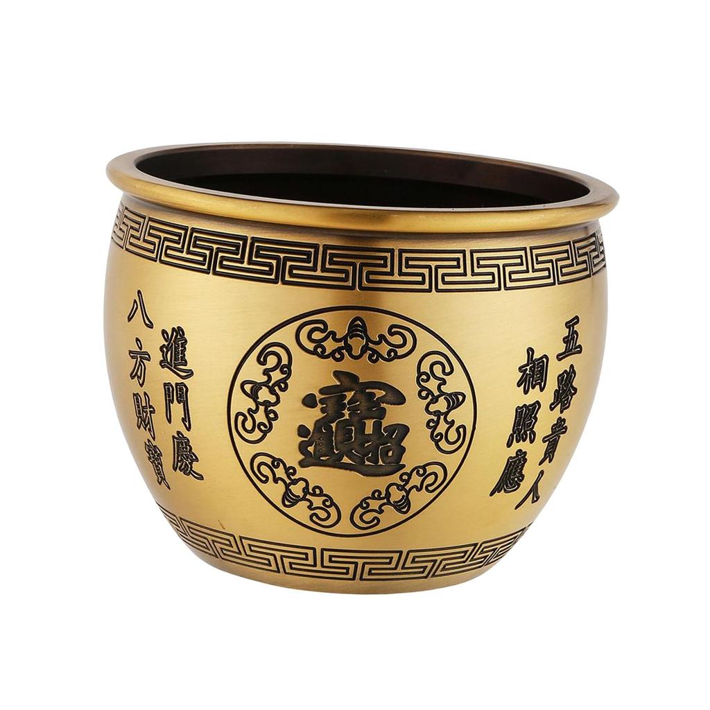 Messing Feng Shui Schale Skulptur Tischmittelstück Geldtopf Bai Fu Schale Schatzbecken zur Dekoration Füllhorn Schreibtisch Esszimmer