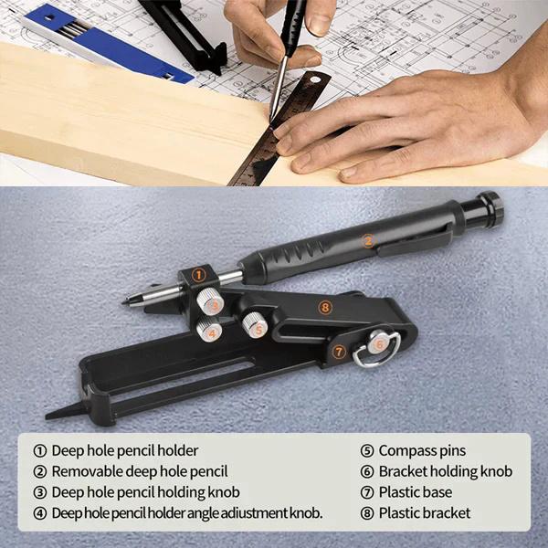 Multi-function Scribing Ruler Contour Gauge Scribe Compass Carpentry Graffiti Line Measuring Hand Tools Woodworking Construction