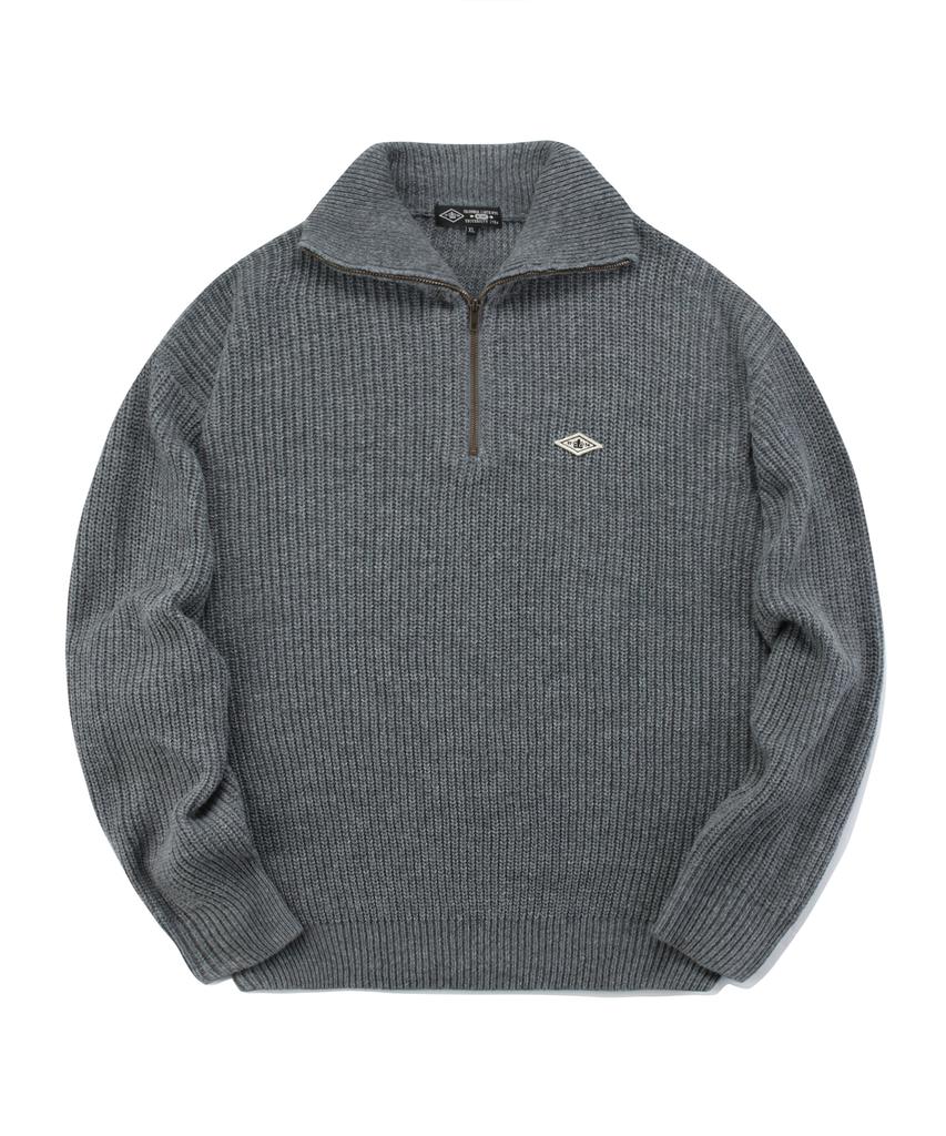 COLUMBIA UNIVERSITY 1754 Crown Overfit Half Zip-Up Sweater Charcoal